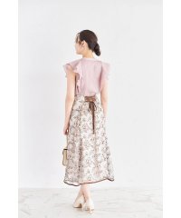 tocco closet/トッコクローゼット tocco closet ラインフラワー刺繍バックレースアップフレアスカート/508430132