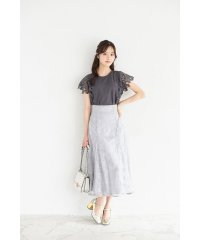 tocco closet/トッコクローゼット tocco closet ラインフラワー刺繍バックレースアップフレアスカート/508430132