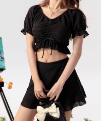 ALWAYS/アイモハ aimoha BORA AURA 2点セットワッフルリボンフリル水着体型カバータンキニ 【返品不可商品】/508430185
