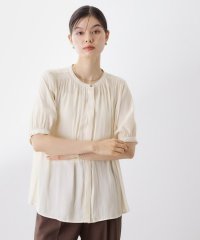 THE SHOP TK(Women)/ザ ショップ ティーケー (ウィメン) THE SHOP TK(Women) ヴィンテージサテンギャザー5分袖ブラウス/508430891