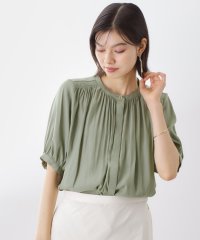 THE SHOP TK(Women)/ザ ショップ ティーケー (ウィメン) THE SHOP TK(Women) ヴィンテージサテンギャザー5分袖ブラウス/508430891
