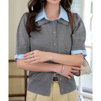 KOBE LETTUCE/コウベレタス KOBE LETTUCE 襟取り外しOKシャツレイヤード風ポロニットカーディガン [C7599]/508431925