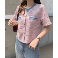 KOBE LETTUCE/コウベレタス KOBE LETTUCE フリンジサマーツイード半袖ジャケット [C7627]/508431928