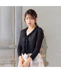 Rose Tiara(L SIZE)/クロップドフリルニットカーディガン/508433317