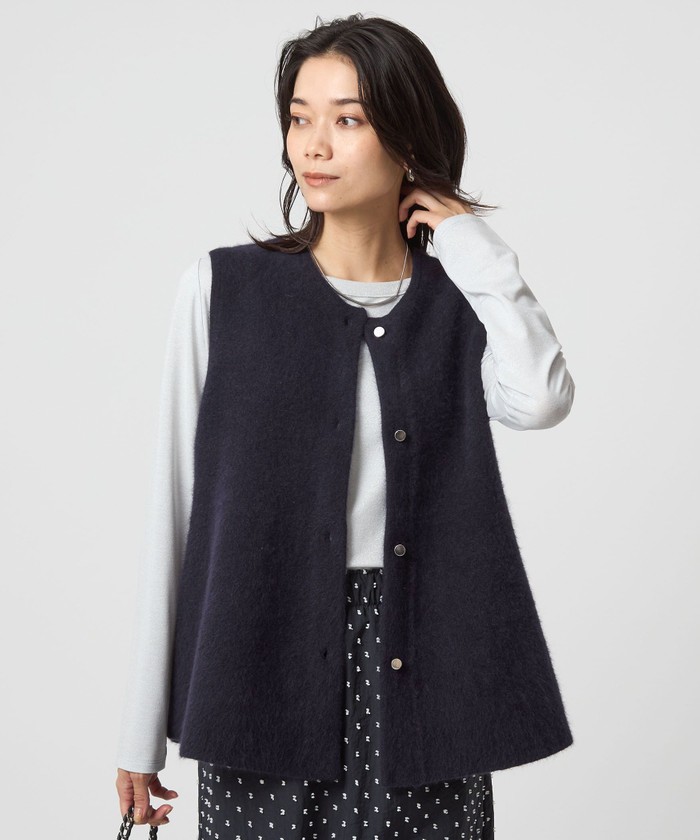 【新品】green label relaxing ミディ ジレ セール】FOXブレンド セッケツ ニット ジレ(508433520