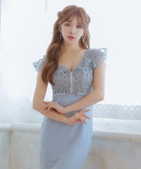 Tika/ティカ Tika バックスリットあり フラワーレース フリル袖 バストジップ ストレッチ タイトロングドレス (Sサイズ～XXLサイズ)/508433853
