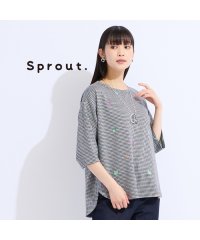 Liliane Burty/【L・3L】チェックジャカードプルオーバーTシャツ/508434141