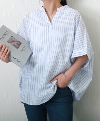 libelle more/リベル モア libelle more 【抗菌・UVカット・吸水速乾】「やわさらリネン」ストライプバンドカラーシャツ/508434559