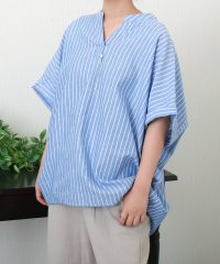 libelle more/リベル モア libelle more 【抗菌・UVカット・吸水速乾】「やわさらリネン」ストライプバンドカラーシャツ/508434559