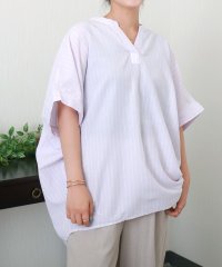libelle more/リベル モア libelle more 【抗菌・UVカット・吸水速乾】「やわさらリネン」ストライプバンドカラーシャツ/508434559