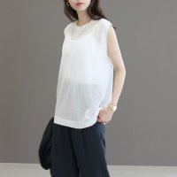 Aletta vita/アレッタ ヴィータ Aletta vita T/R天竺スリーブレスシアープルオーバー/508434568