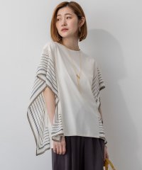 NIJYUSANKU（LARGE SIZE）/【汗じみ防止加工】スカーフプリントコンビ フレンチスリーブ カットソー/508435241