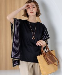 NIJYUSANKU（LARGE SIZE）/【汗じみ防止加工】スカーフプリントコンビ フレンチスリーブ カットソー/508435241
