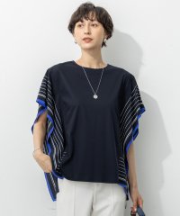 NIJYUSANKU（LARGE SIZE）/【汗じみ防止加工】スカーフプリントコンビ フレンチスリーブ カットソー/508435241