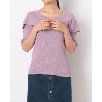 12Twelve Agenda/トゥエルブアジェンダ 12Twelve Agenda クロスアシメオフショル5分袖ニットプルオーバー/508430057