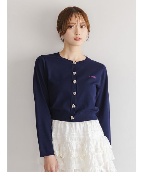 FLOWER COLLECTION】ビジューボタンニットカーディガン