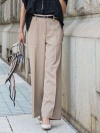 LAUTREAMONT/ロートレアモン LAUTREAMONT タックレスワイドチノパンツ≪洗濯機で洗える≫/508435236