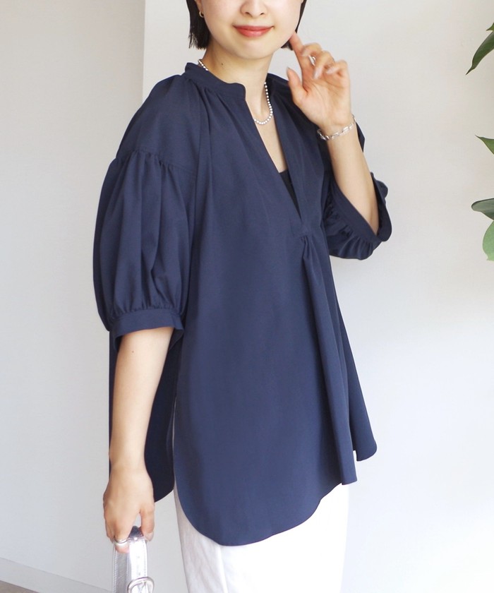 ブラウス シャツ 「手洗い可能」RENU ソフト タイプライター スキッパー 5分袖 ブラウス レディース 手洗い可能〉RENU ソフト タイプライター スキッパー 5分袖