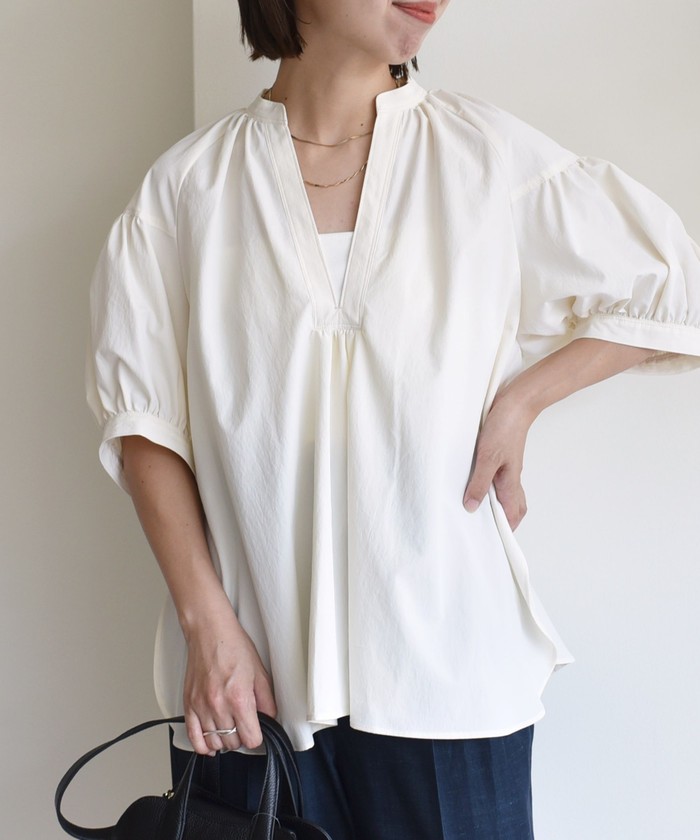 SHIPS for women / シップスウィメン 〈手洗い可能〉RENU ソフト タイプライター スキッパー 5分袖 ブラウス 手洗い可能〉RENU ソフト タイプライター スキッパー 5分袖
