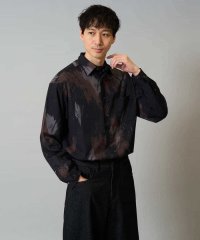 a.v.v (MEN)/【イージーケア/シワになりにくい】ペインター柄ワイドシルエットシャツ【洗濯機で洗える/ストレッチ】/508338375