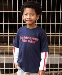 WASK/ロゴプリントBIG半袖Tシャツ＆袖テープ長袖Tシャツセット(100~160cm)/508415767