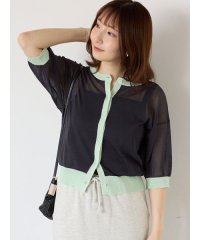 Te chichi TERRASSE/テチチ テラス Te chichi TERRASSE バイカラーシアー5分袖カーディガン/508438869
