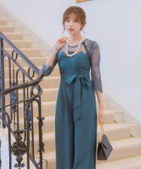 Retica/レティカ Retica パンツドレスシアーレース切替ウエストリボンワイドパンツドレス結婚式 パーティードレス/508439420
