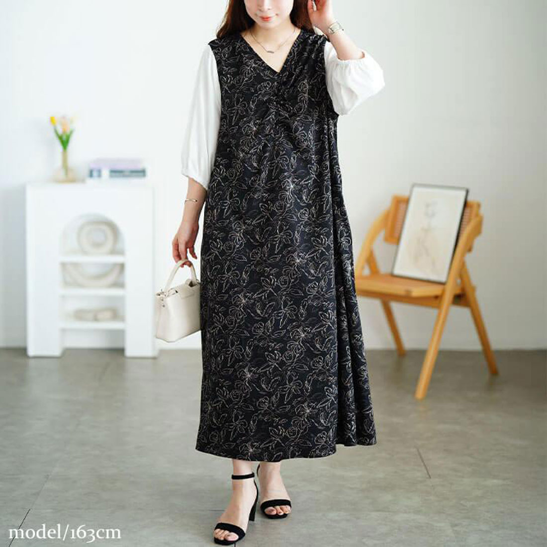 【PHASE EIGHT】ゴージャス☆華やかゴールドマキシワンピース STORY 2024年1月号掲載商品］【Lサイズ】ウォッシャブル