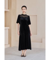 niana/ニアナ niana オーガンジー花柄フロッキーベロアドレス 結婚式 二次会 成人式 同窓会 パーティードレス オケージョンドレス お呼ばれワンピース/508439680