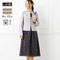 LELTKS/トウキョウソワール 東京ソワール リファンネ 花柄カットジャカードワンピの洗えるアンサンブル/508440381