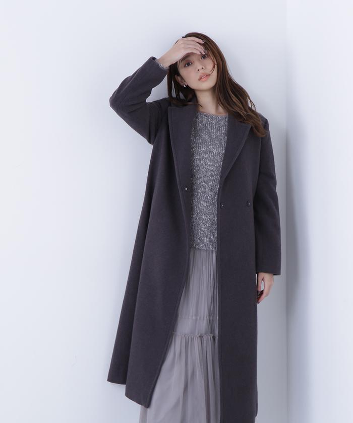 ナチュラルビューティーベーシック　コート セール 30%OFF】ノーカラーダブルクロスコート(504361648