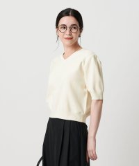 BEAUTY&YOUTH UNITED ARROWS/レーヨンブレンド カノコ 5分袖Vネックニット ウォッシャブル/508428502