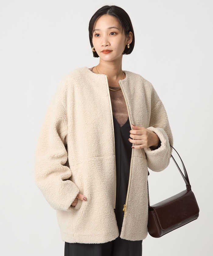 green label relaxing ノーカラーボアブルゾン green label relaxing（グリーンレーベルリラクシング）の「ノー