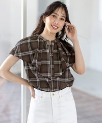 any SiS S/【洗える】サッカーチェック ブラウス/508441254
