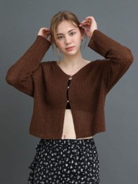 Ample/アンプル Ample メッシュニットショートカーディガン/508441324