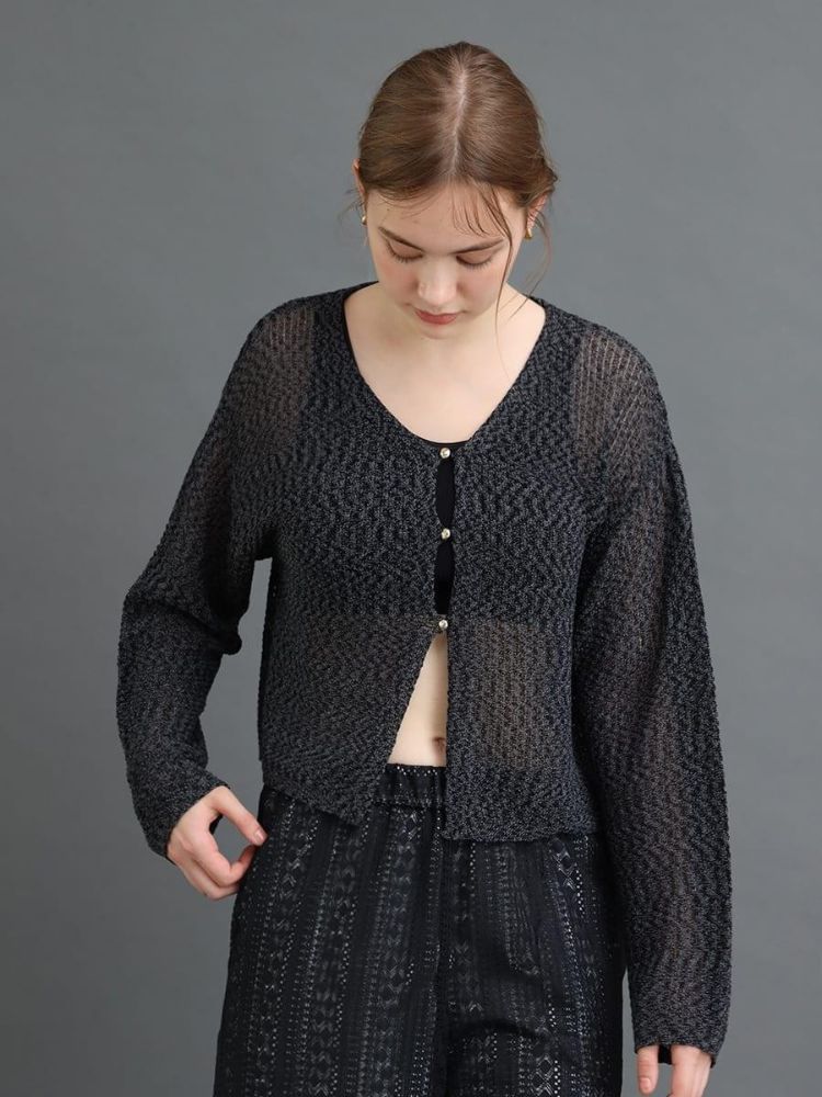 アンプル Ample メッシュニットショートカーディガン(508441324