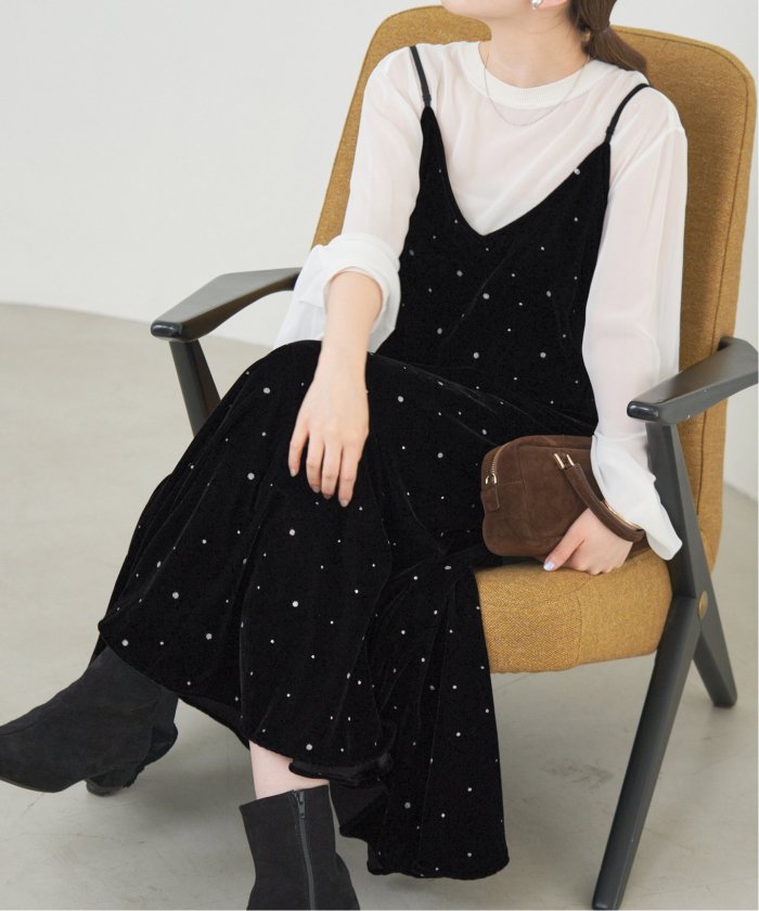 SLOBE IENA 完売品シアードット袖ボリュームブラウス　ブラック スローブ イエナ SLOBE IENA シアードット袖ボリュームブラウス