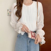 Belle Cie/ベルシー Belle Cie シフォンブラウス 長袖 シアートップス 立体感 オフィスカジュアル レディース 韓国ファッション きれいめ シンプル 大人可愛い /508441646
