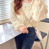 Belle Cie/ベルシー Belle Cie シフォンブラウス 長袖 シアートップス 立体感 オフィスカジュアル レディース 韓国ファッション きれいめ シンプル 大人可愛い /508441646