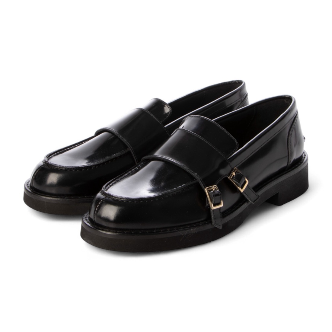 新品同様　PASCUCCI バックル付き コンビ ヒール ローファー　24cm パスクッチ PASCUCCI ダブルバックルローファー(508441659