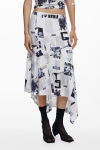 Desigual/デシグアル Desigual 新聞柄のアシンメトリースカート/508441817