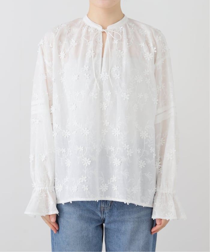 スローブイエナ SLOBE IENA 2way エンブロイダリーブラウス 黒刺繍 スローブイエナ SLOBE IENA 2way エンブロイダリーブラウス 黒