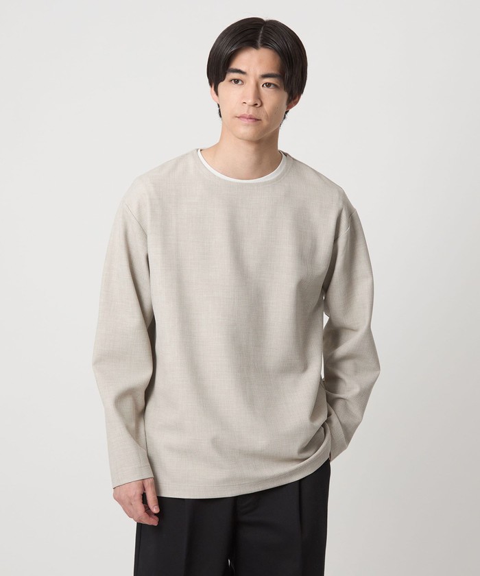 KIVANC ノーカラー 長袖 Tシャツ －ストレッチ－(508442297