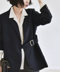quaranciel/《予約》quaranciel:〈洗濯機可能〉ダブル クロス ベルト ジャケットテーラード ジャケット（セットアップ対応）/508442645