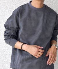 SHIPS any MEN/SHIPS any: デザインリブ ハイゲージ ポンチ マイクロ ボーダー Tシャツ (ロンT)◆/508443205