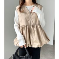 Belle Cie/ベルシー Belle Cie ベスト ジップアップ ノースリーブ バルーン フレア レイヤード レディース きれいめ 韓国ファッション 羽織り 通勤 おしゃれ /508443716