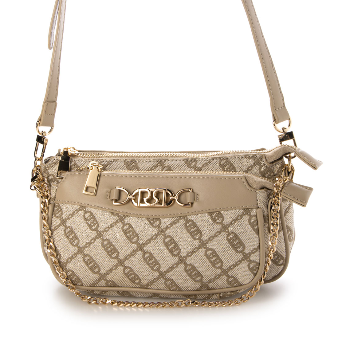 リナシメント RINASCIMENTO スパンコールショルダーブラウス （Avorio Bianco） リナシメント RINASCIMENTO Rモノグラムポーチ付きBAG(508443771