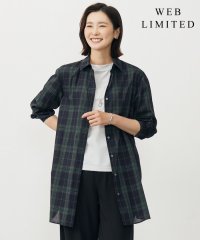 J.PRESS LADIES（LARGE SIZE）/【WEB限定カラーあり・洗える】SOFT SHEER チェック ロング シャツ ブラウス/508448046