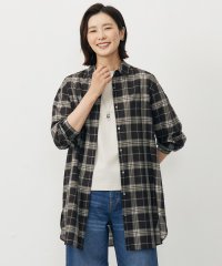 J.PRESS LADIES（LARGE SIZE）/【WEB限定カラーあり・洗える】SOFT SHEER チェック ロング シャツ ブラウス/508448046
