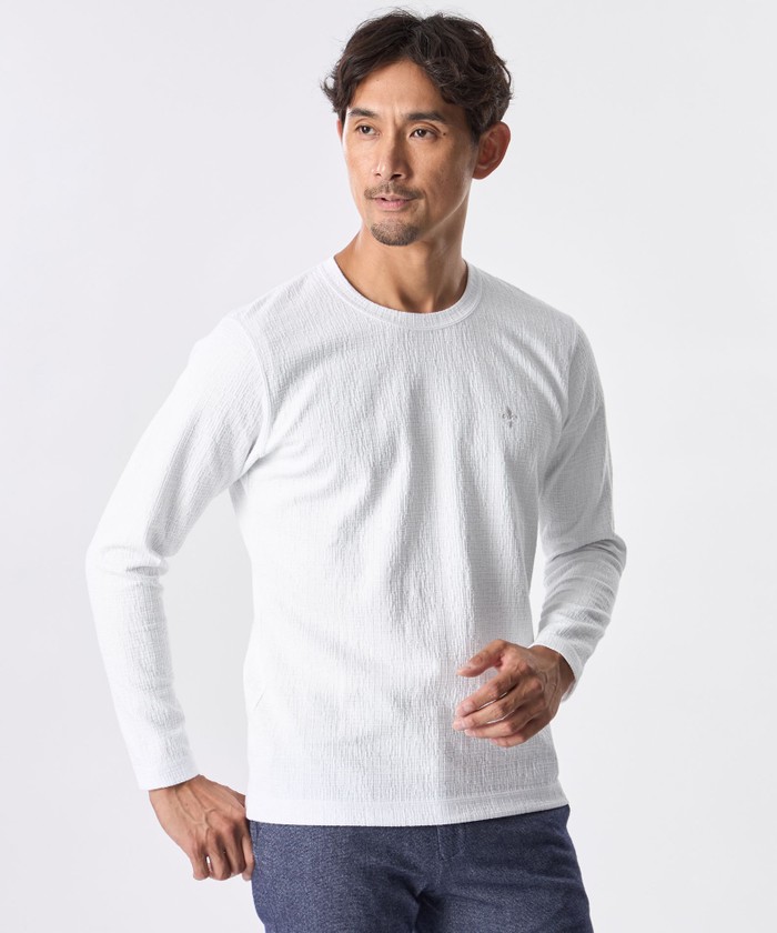 ディケイドクラシック DECADE CLASSIC 【DECADE CLASSIC】長袖Uネック カットソー （ホワイト） 古着 90s Polo Ralph Lauren 「CALDWELL」 裾ポニー ソリッド